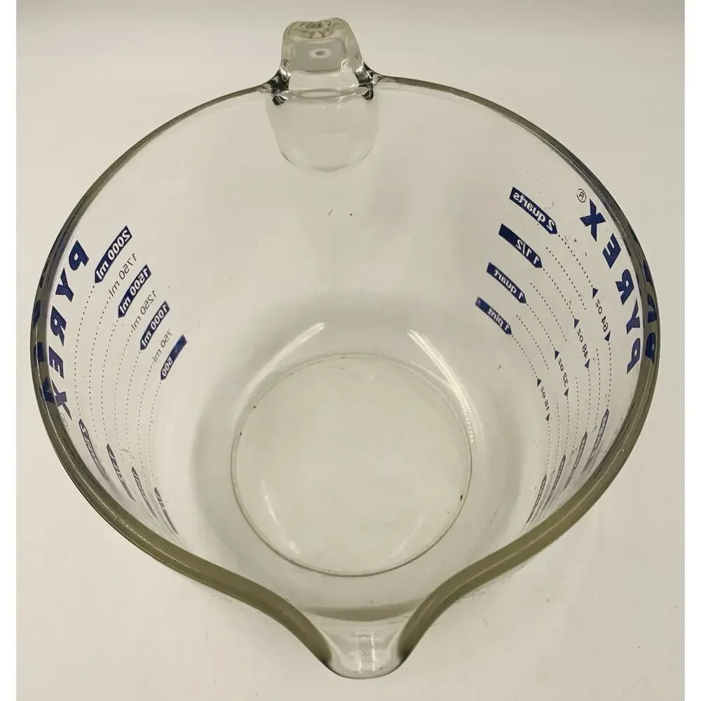 PYREX 8-Cups 64oz 2 Quarts Blue Lettering Glass Measuring Cup USA